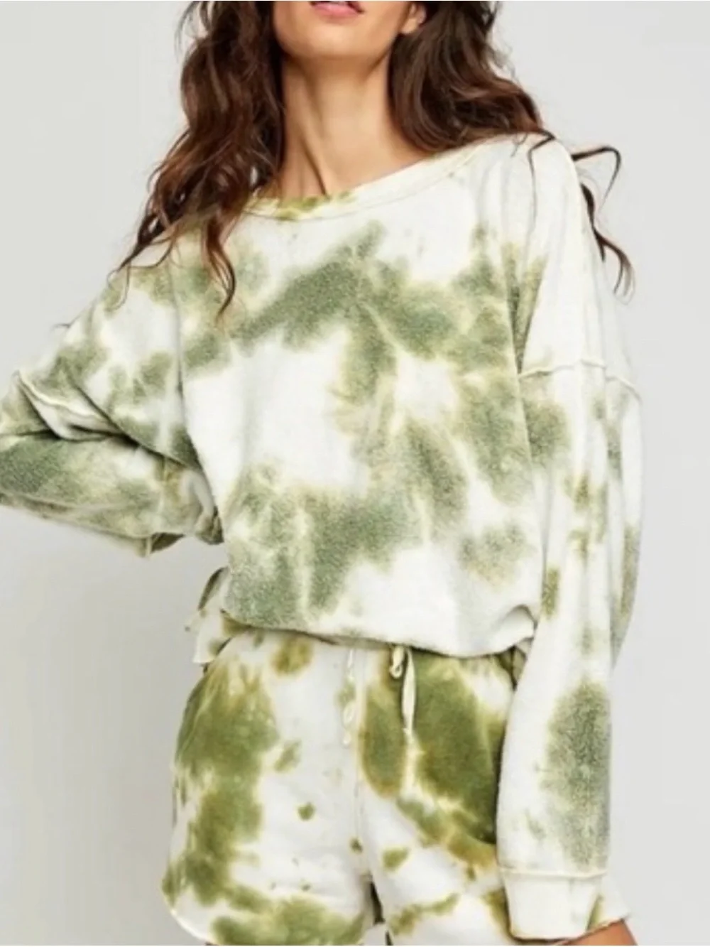 Intimately Free People Kelly Tie Dye Green Washed Sweatshirt Oversized Small